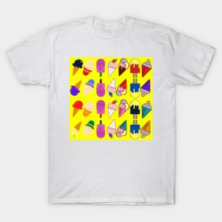 Ice Cream Flavour Yellow Background T-Shirt